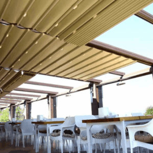 mái xếp di động cafe