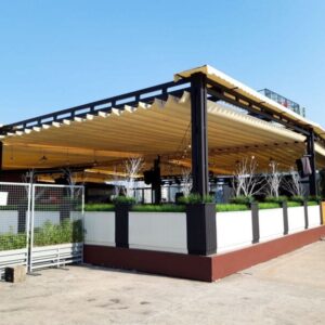 mái xếp di động quán cafe