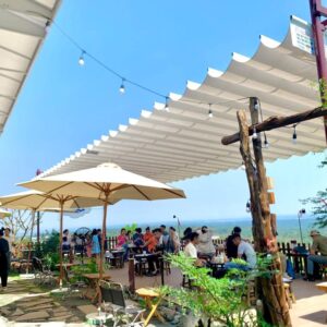 mái xếp di động cafe