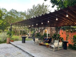 mái xếp di động quán cafe