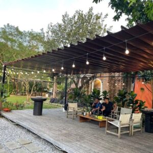 mái xếp di động quán cafe