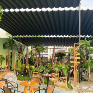 mái xếp di động quán cafe